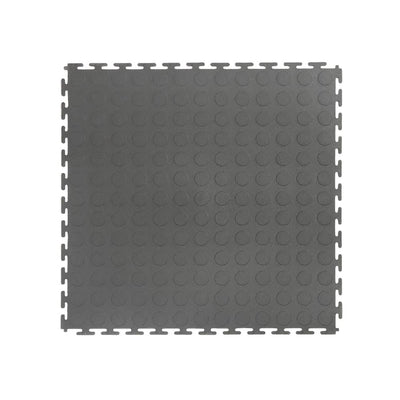 TrafficMaster Gray Raised Coin 18 in. x 18 in. x 3.1 mm Rubber Interlocking Modular Flooring Tiles, 6-Pack (13.5 sq. ft.)