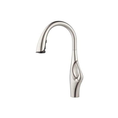 Kai Single-Handle Pull-Down Sprayer Kitchen Faucet in Stainless Steel - Super Arbor
