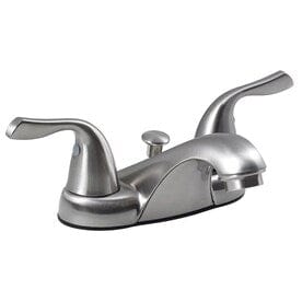Project Source Brushed Nickel 2-Handle 4-in Centerset WaterSense Bathroom Sink Faucet with Drain - Super Arbor