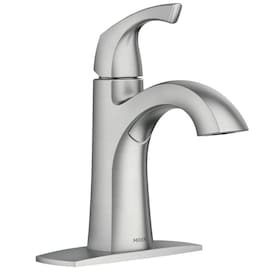Moen Lindor Spot Resist Brushed Nickel 1-Handle Single Hole 4-in Centerset WaterSense Bathroom Sink Faucet - Super Arbor