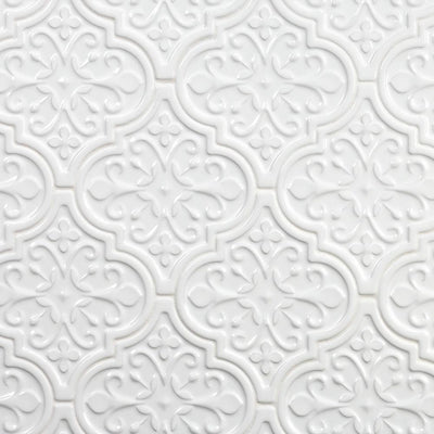 Ivy Hill Tile Vintage Florid Lantern White 6-1/4 in. x 7-1/4 in. Ceramic Wall Tile (30-Pieces 4.8 sq. ft. / Box) - Super Arbor