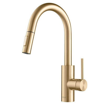 Oletto Single-Handle Pull-Down Sprayer Kitchen Faucet in Gold - Super Arbor