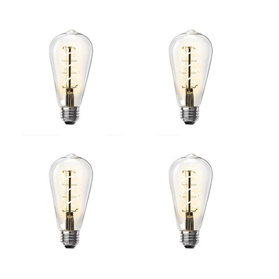 Feit Electric 60-Watt Equivalent ST19 Dimmable Clear Glass Vintage Edison LED Light Bulb with Spiral Filament Warm White (4-Pack) - Super Arbor