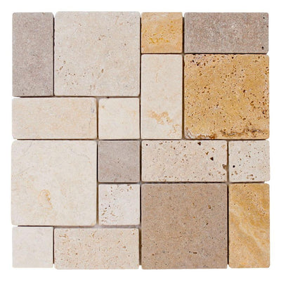 Jeffrey Court Brick Medley 12 in. x 12 in. x 9 mm Honed Travertine Mosaic Floor and Wall Tile - Super Arbor