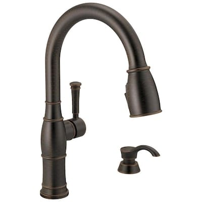 Delta Valdosta Venetian Bronze 1-Handle Deck Mount Pull-Down Handle/Lever Residential Kitchen Faucet (Deck Plate Included)