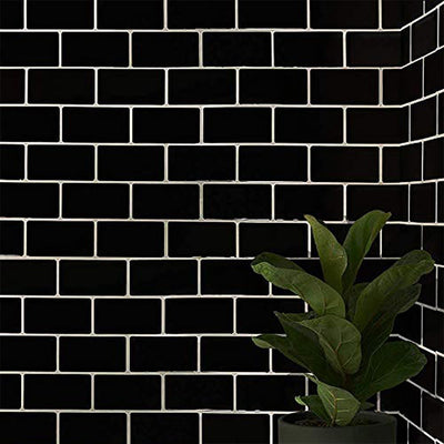 Subway Black 12 in. W x 12 in. H Peel and Stick Decorative Mosaic Wall Tile Backsplash (5 Tiles) - Super Arbor