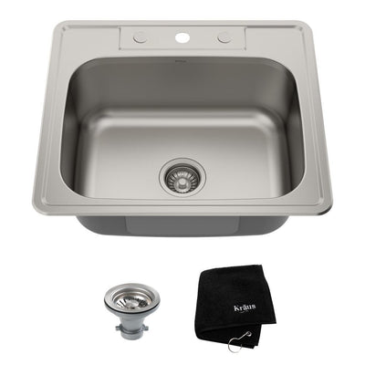 Drop-In Stainless Steel 25 in. 3-Hole Single Bowl Kitchen Sink Kit - Super Arbor