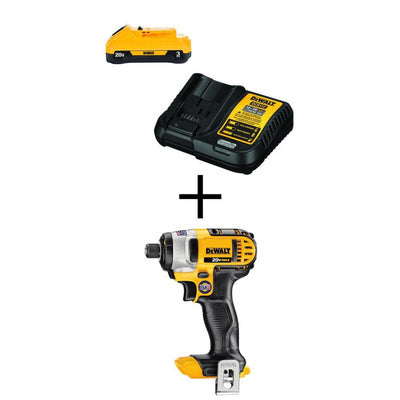 20-Volt MAX Lithium-Ion Battery Pack 3.0Ah and Charger with Bonus Bare 1/4 in. Impact Driver - Super Arbor