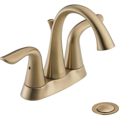 Lahara 4 in. Centerset 2-Handle Bathroom Faucet with Metal Drain Assembly in Champagne Bronze - Super Arbor