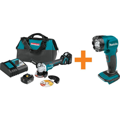 18-Volt LXT Brushless 4-1/2 in./5 in. Paddle Switch Cut-Off/Angle Grinder Kit with bonus 18-Volt LXT L.E.D. Flashlight - Super Arbor