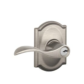 Schlage F51 Accent/Camelot Accent with Camelot Satin Nickel Reversible Keyed Entry Door Handle - Super Arbor