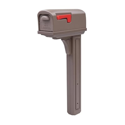 Gibraltar Mailboxes Classic Standard Plastic Mocha Post Mount Mailbox with Post