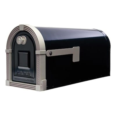 Gibraltar Mailboxes Brunswick Large Metal Black/Brushed Nickel Post Mount Mailbox