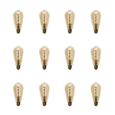 Feit Electric 60-Watt Equivalent ST19 Dimmable Amber Glass Vintage Edison LED Light Bulb with Spiral Filament Warm White (12-Pack) - Super Arbor