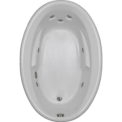 60 in. Oval Drop-in Whirlpool Bathtub in White - Super Arbor