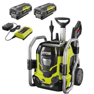 RYOBI 1,500 PSI 1.2 GPM 40-Volt Cold Water Cordless Electric Pressure Washer with Two 5.0 Ah Batteries and Charger Included