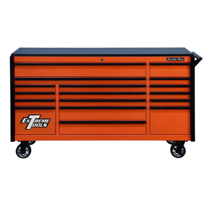 DX 72 in. 17-Drawer Roller Cabinet Tool Chest in Orange with Black Drawer Pulls - Super Arbor