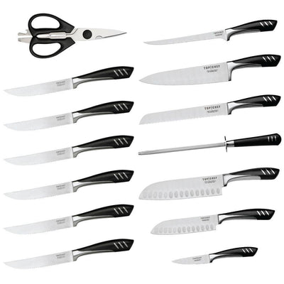 15-Piece Knife Set in Stainless Steel - Super Arbor