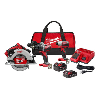 M18 18-Volt Lithium-Ion Brushless Cordless Hammer Drill/Impact/Circular Saw Combo Kit (3-Tool) with 2-Batteries - Super Arbor