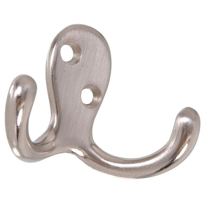 Double Clothes Hook in Satin Nickel (5-Pack) - Super Arbor