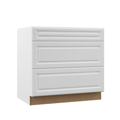 Designer Series Elgin Assembled 36x34.5x23.75 in. Pots and Pans Drawer Base Kitchen Cabinet in White