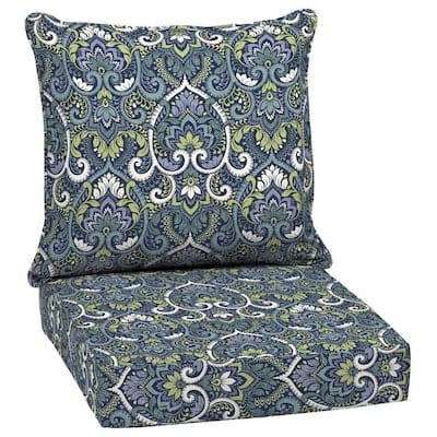 Arden Selections 2-Piece Sapphire Aurora Damask Deep Seat Patio Chair Cushion