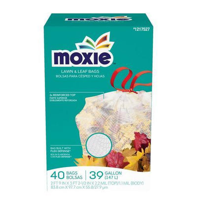 MOXIE 40-Pack 39-Gallon Clear Outdoor Plastic Lawn and Leaf Trash Bag