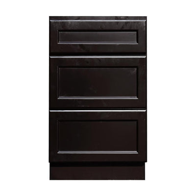 Newport Ready to Assemble 18x34.5x24 in. Base Cabinet with 3-Drawers in Dark Espresso - Super Arbor