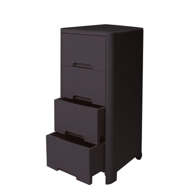 Rattan Style 4 Drawer Unit in Brown - Super Arbor