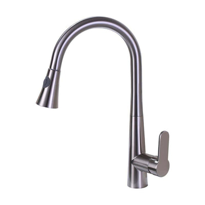 9.05 in. Single-Handle Pull-Down Sprayer Kitchen Faucet in Brushed Nickel - Super Arbor