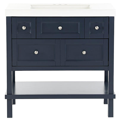 Ashland 37 in. W x 19 in. D x 36.7 in. H Bath Vanity in Blue w/ Cultured Marble Vanity Top in White w/ White Sink - Super Arbor