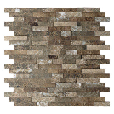 Inoxia SpeedTiles Bengal Brown 11.77 in. x 11.57 in. x 8 mm Stone Self-Adhesive Wall Mosaic Tile (11.4 sq. ft. / case) - Super Arbor