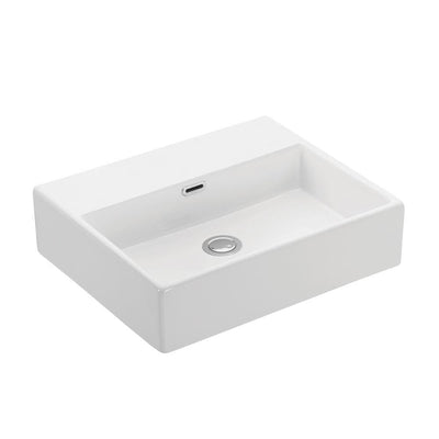 WS Bath Collections Quattro 50 Wall Mount / Vessel Bathroom Sink in Ceramic White without Faucet Hole - Super Arbor