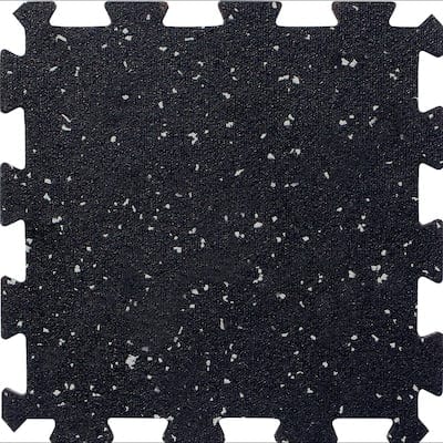 Apache Mills, Inc. 12-Pack 12-in x 12-in Black with Gray Specks Color Flecked Rubber Tile Multipurpose Flooring