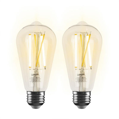 Geeni 60-Watt Equivalent E26 ST21 (ST64) Edison WiFi LED Smart Bulb, 2700K-6500K No Hub Required (2-Pack) - Super Arbor