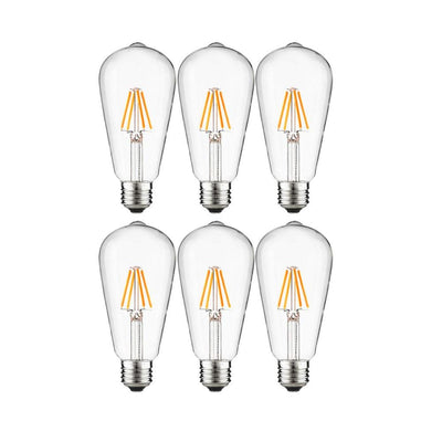 Sunlite 25-Watt Equivalent ST19 Dimmable Edison Filament LED Light Bulb, Amber 2200K (6-Pack) - Super Arbor