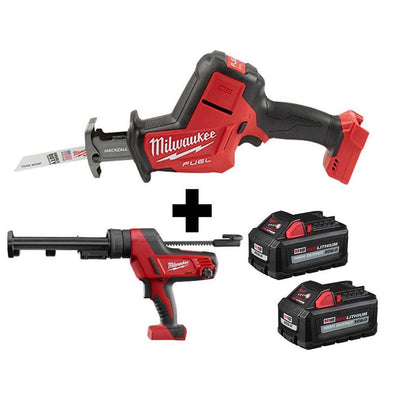 M18 FUEL 18-Volt Lithium-Ion Brushless Cordless HACKZALL Reciprocating Saw & M18 Caulk Gun with Two M18 6.0Ah Batteries - Super Arbor
