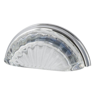 3 in. Center-to-Center Cup Crystal Clear Fluted in Bright Chrome Drawer Pull - Super Arbor
