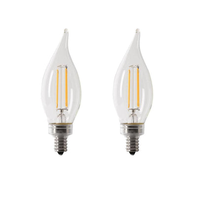 Feit Electric 40-Watt Equivalent CA10 Candelabra Dimmable Filament CEC Clear Glass Chandelier LED Light Bulb, Daylight (2-Pack) - Super Arbor