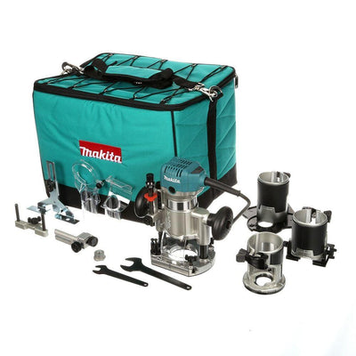 6.5 Amp 1-1/4 HP Corded Variable Speed Compact Router with 3 Bases (Plunge, Tilt, and Offset Base) - Super Arbor
