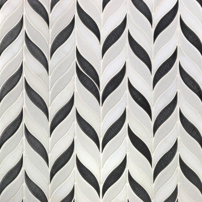 Divine Sprig Gunmetal 11.75 in. x 10.5 in. Marble and Ceramic Mosaic Tile (0.86 Sq. Ft.)