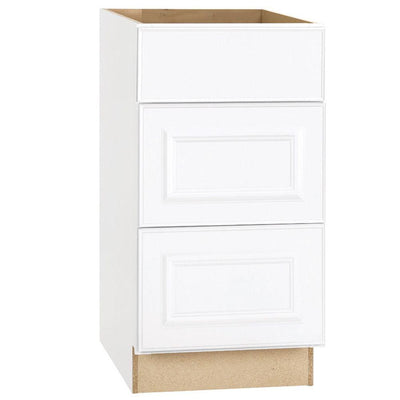 Hampton Assembled 18x34.5x24 in. Drawer Base Kitchen Cabinet with Ball-Bearing Drawer Glides in Satin White - Super Arbor