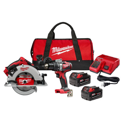 M18 18-Volt Lithium-Ion Brushless Cordless Hammer Drill and Circular Saw Combo Kit (2-Tool) with Two 4.0 Ah Batteries - Super Arbor