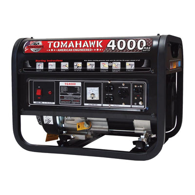 Tomahawk Power 4000-Watt Gas Powered Recoil Start Portable Generator with 7 HP Engine - Super Arbor
