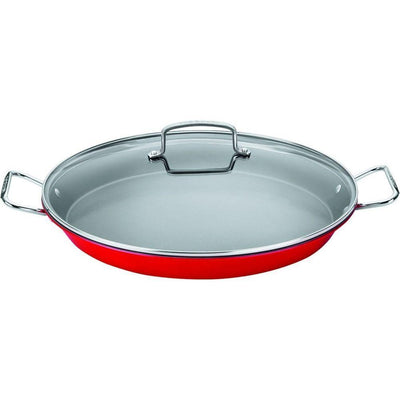 15 in. Stainless Steel Nonstick Grill Pan in Red with Glass Lid - Super Arbor