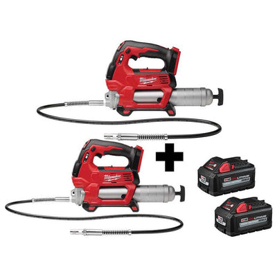 Milwaukee M18 18-Volt Lithium-Ion Cordless Grease Gun 2-Speed (2-Tool) with Two 6.0 Ah Batteries - Super Arbor