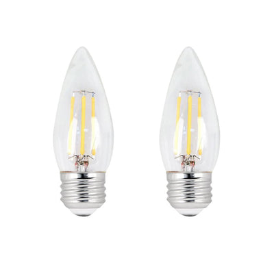Feit Electric 60W Equivalent B10 Candelabra Dimmable Filament CEC Title 20 Clear Glass Chandelier LED Light Bulb, Soft White (2-Pack) - Super Arbor