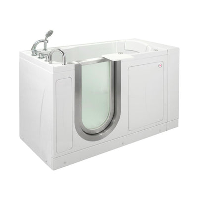 Petite 52 in. Acrylic Walk-In Whirlpool and Air Bath Bathtub in White, Thermostatic Faucet Set, LHS 2 in. Dual Drain - Super Arbor