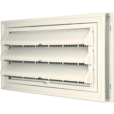 9-3/8 in. x 17-1/2 in. Foundation Vent Kit with Trim Ring and Optional Fixed Louvers (Galvanized Screen) #034 Parchment - Super Arbor