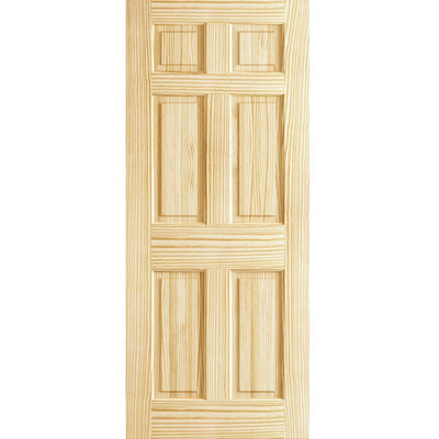 32 in. x 80 in. x 1.375 in. 6 Panel Colonial Double Hip Pine Interior Door Slab - Super Arbor